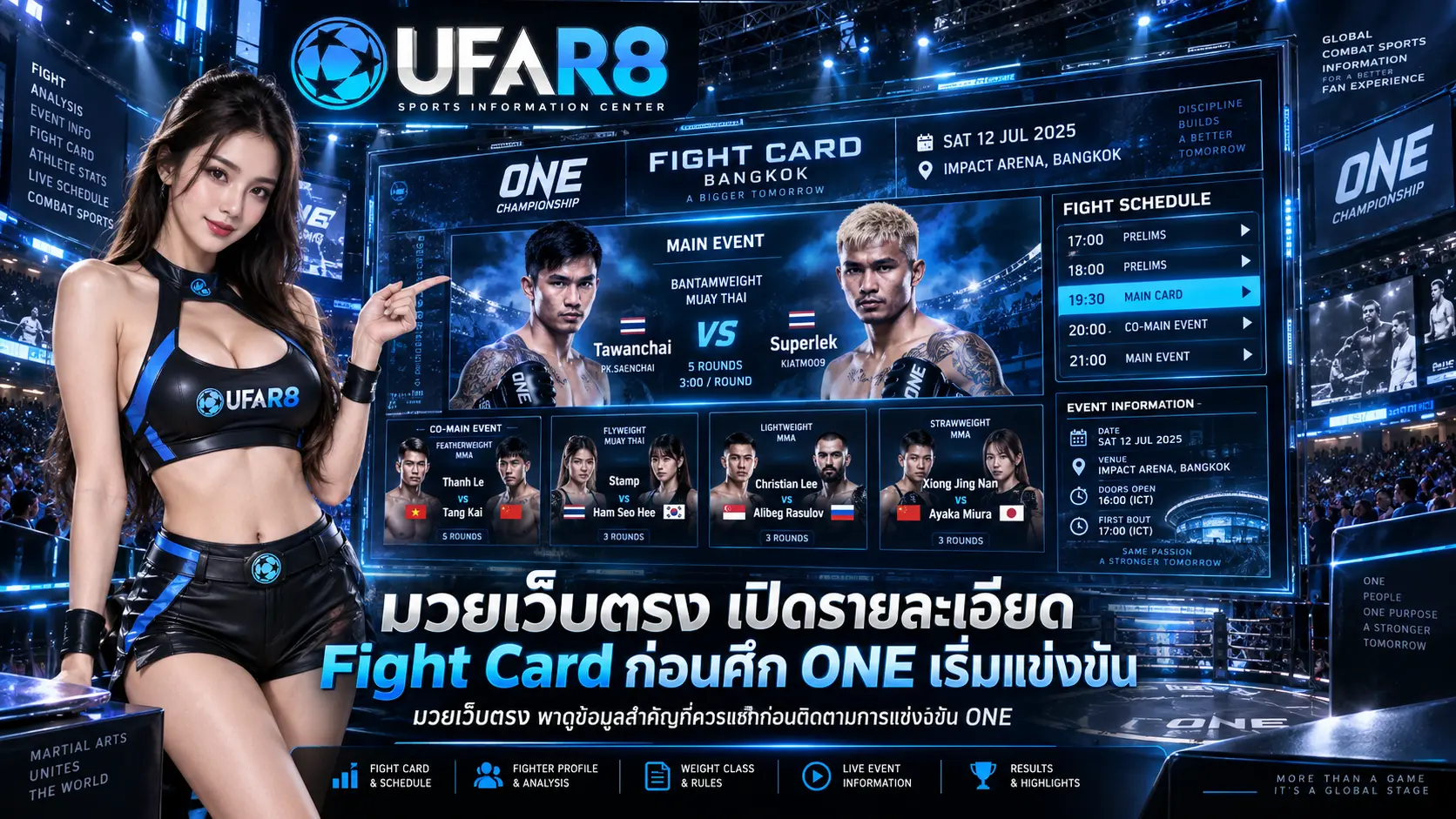 มวยเว็บตรง เปิดรายละเอียด Fight Card ก่อนศึก ONE เริ่มแข่งขัน